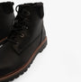 Barbour STORR Mens Derby Boots Black side view highlighting leather upper and lace-up design with warm lining.