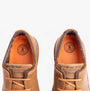 Barbour ACER Mens Derby Shoes Cognac top view showing leather upper and inner lining.