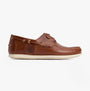 Barbour WAKE Mens Boat Shoes Cognac side view showing suede upper, flat sole and comfortable slip-on design.