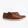 Barbour WAKE Mens Boat Shoes Cognac side view showcasing suede upper and lightweight design.