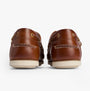 Barbour WAKE Mens Boat Shoes Cognac back view showcasing rich suede finish and slip-on design.
