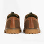 Barbour SANDSTONE Mens Derby Shoes Cognac back view showcasing leather and suede upper with rubber sole.