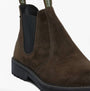 Barbour PATTON Mens Waterproof Chelsea Boots Oiled Brown Suede side view showcasing the rich texture and pull-on design.