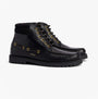 Barbour TILLER Mens Moccasin Boots Black side view showcasing leather upper, lace-up closure, and round toe.