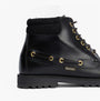 Barbour TILLER Mens Moccasin Boots Black side view showcasing premium leather and lace-up design.