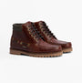 Barbour TILLER Mens Moccasin Boots Mahogany side view showcasing leather upper and lace-up design.