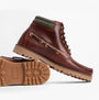 Barbour TILLER Mens Moccasin Boots Mahogany side view showcasing leather upper and rubber sole.