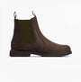 Barbour HALE Mens Chelsea Boots Dark Brown side view showing leather upper and rubber sole.
