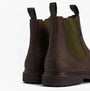 Barbour HALE Mens Chelsea Boots Dark Brown back view showing leather and textile materials.