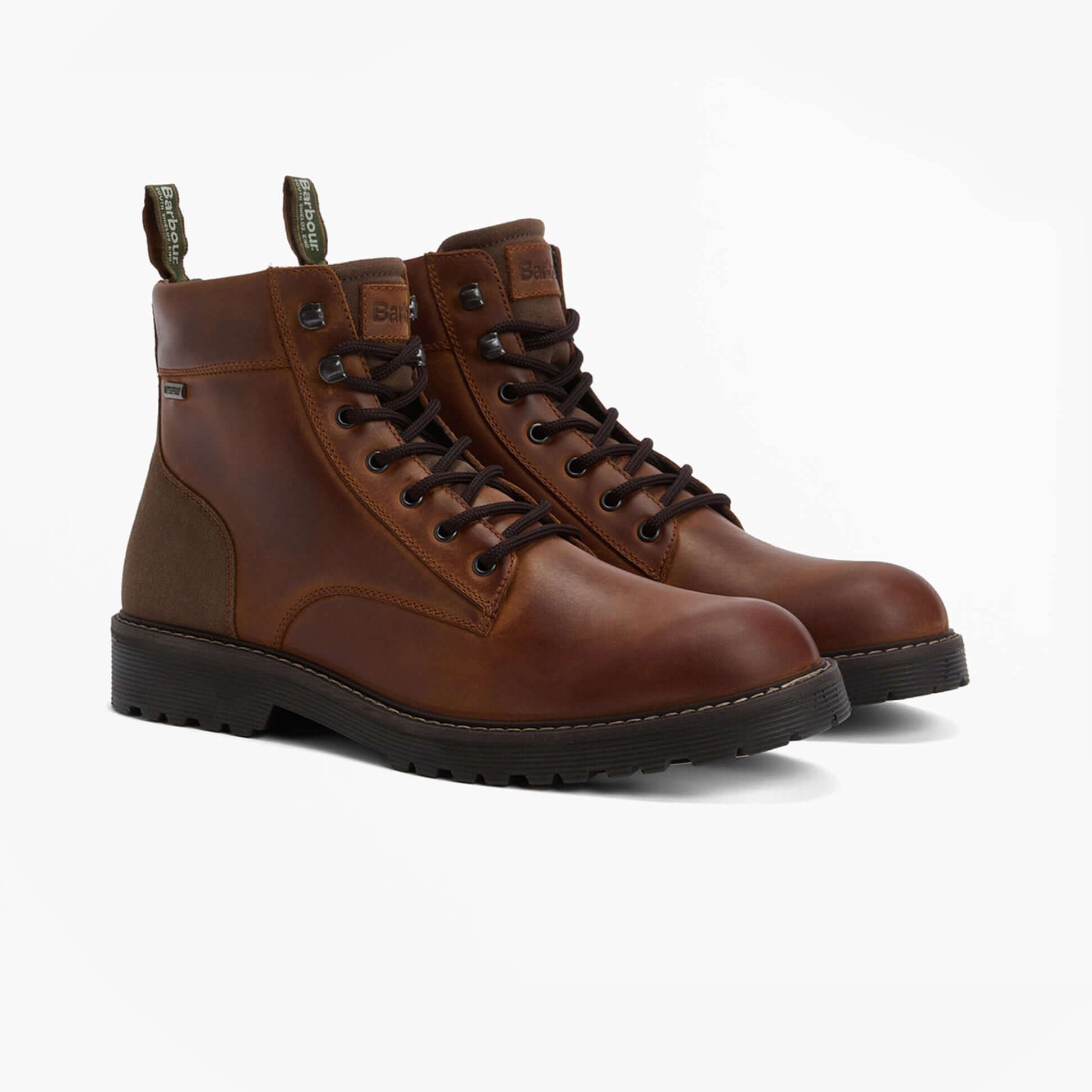 Barbour HARRISON Mens Boots Dark Brown side view with lace-up closure and ankle height.