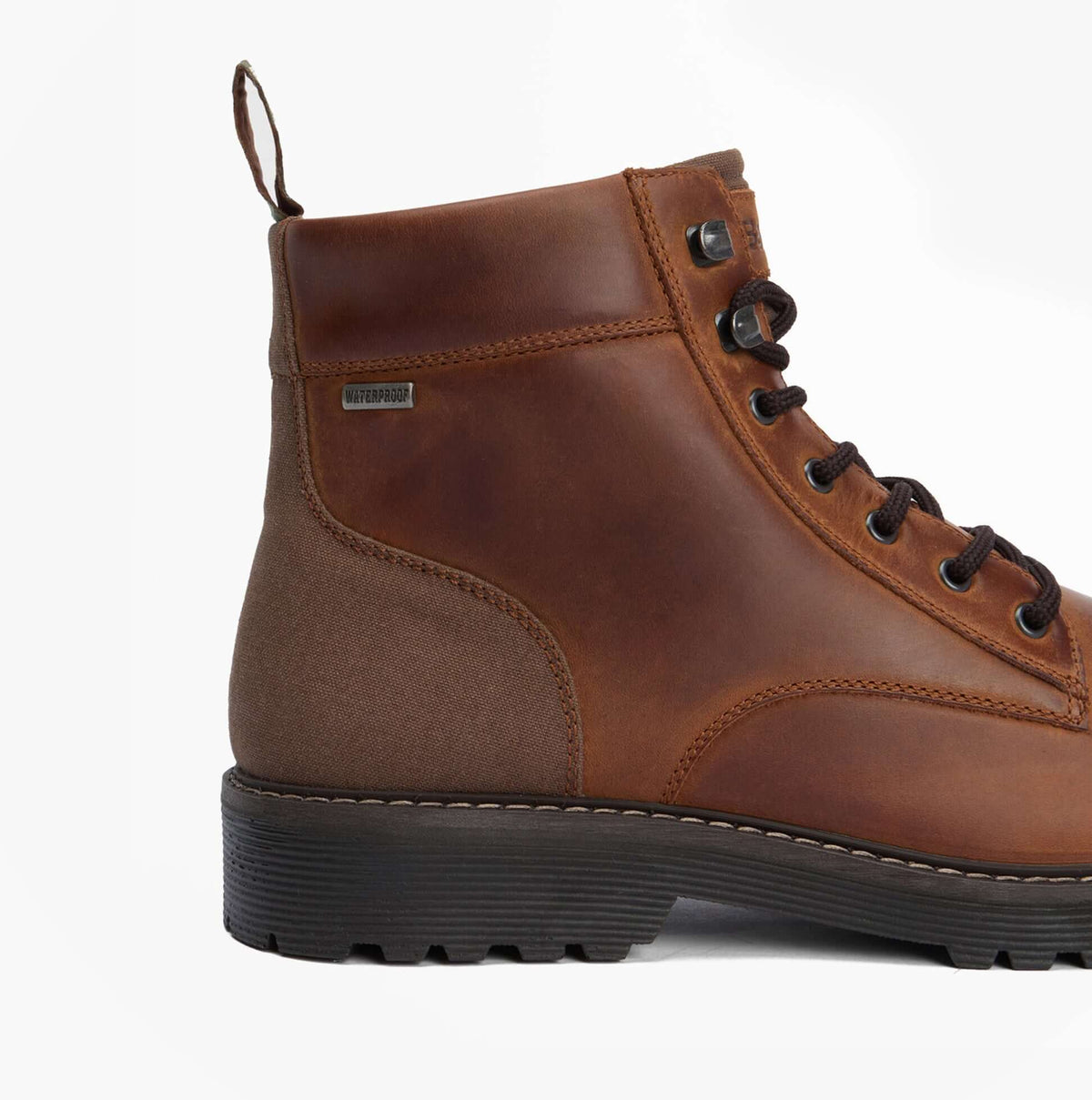 Barbour HARRISON Mens Boots Dark Brown side view showcasing leather upper and lace-up closure.