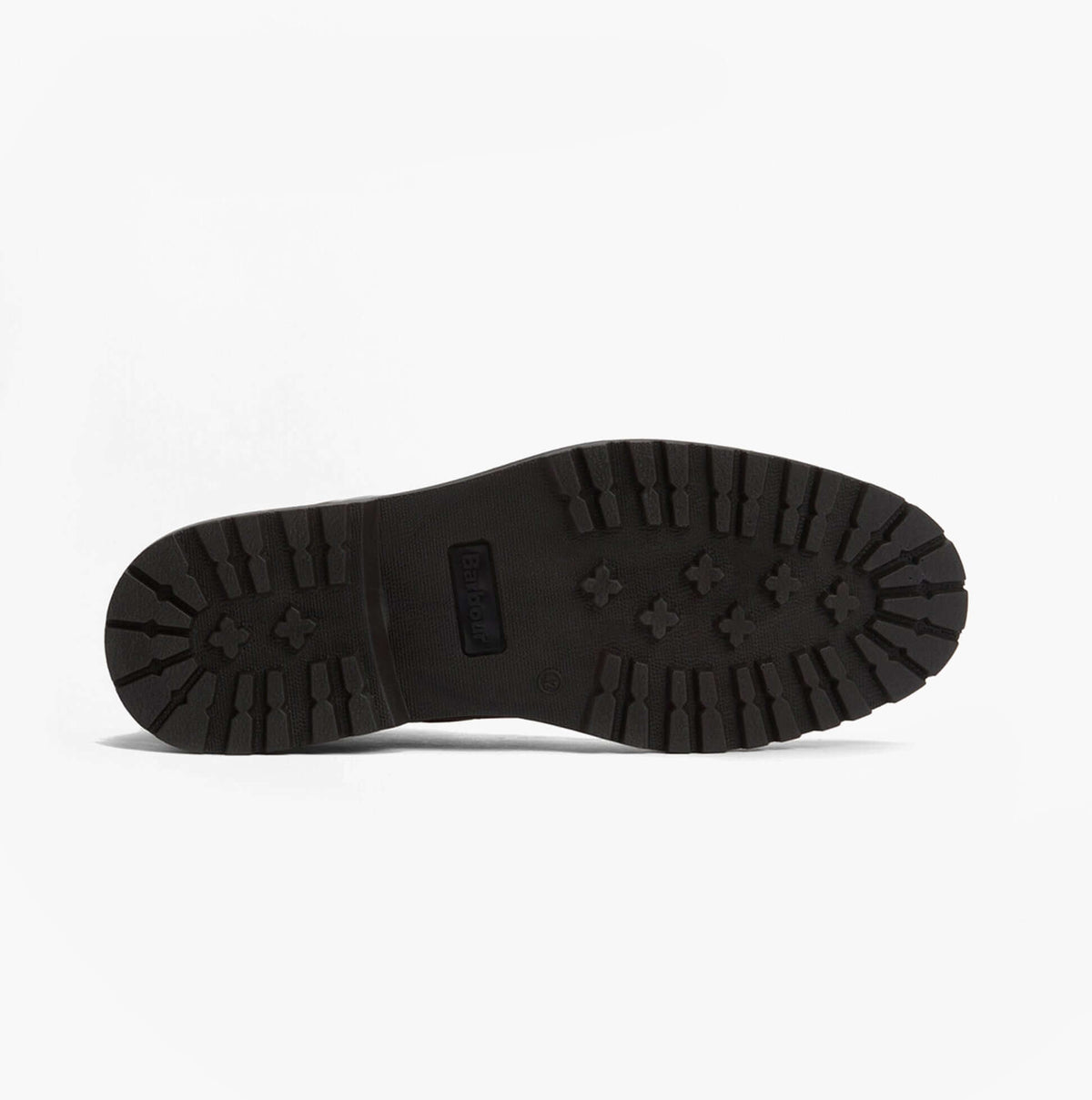 Barbour HARRISON Mens Boots Dark Brown sole view with rugged rubber design for traction and durability