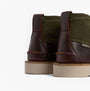 Barbour HADSTON Mens Chukka Boots Olive/Dark Brown rear view showing leather and suede detailing.