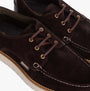 Barbour AYDON Mens Derby Shoes Dark Brown Suede detail view showing lace-up closure and suede upper.