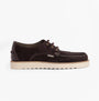 Barbour AYDON Mens Derby Shoes Dark Brown Suede side view featuring lace-up closure and comfortable EVA sole.