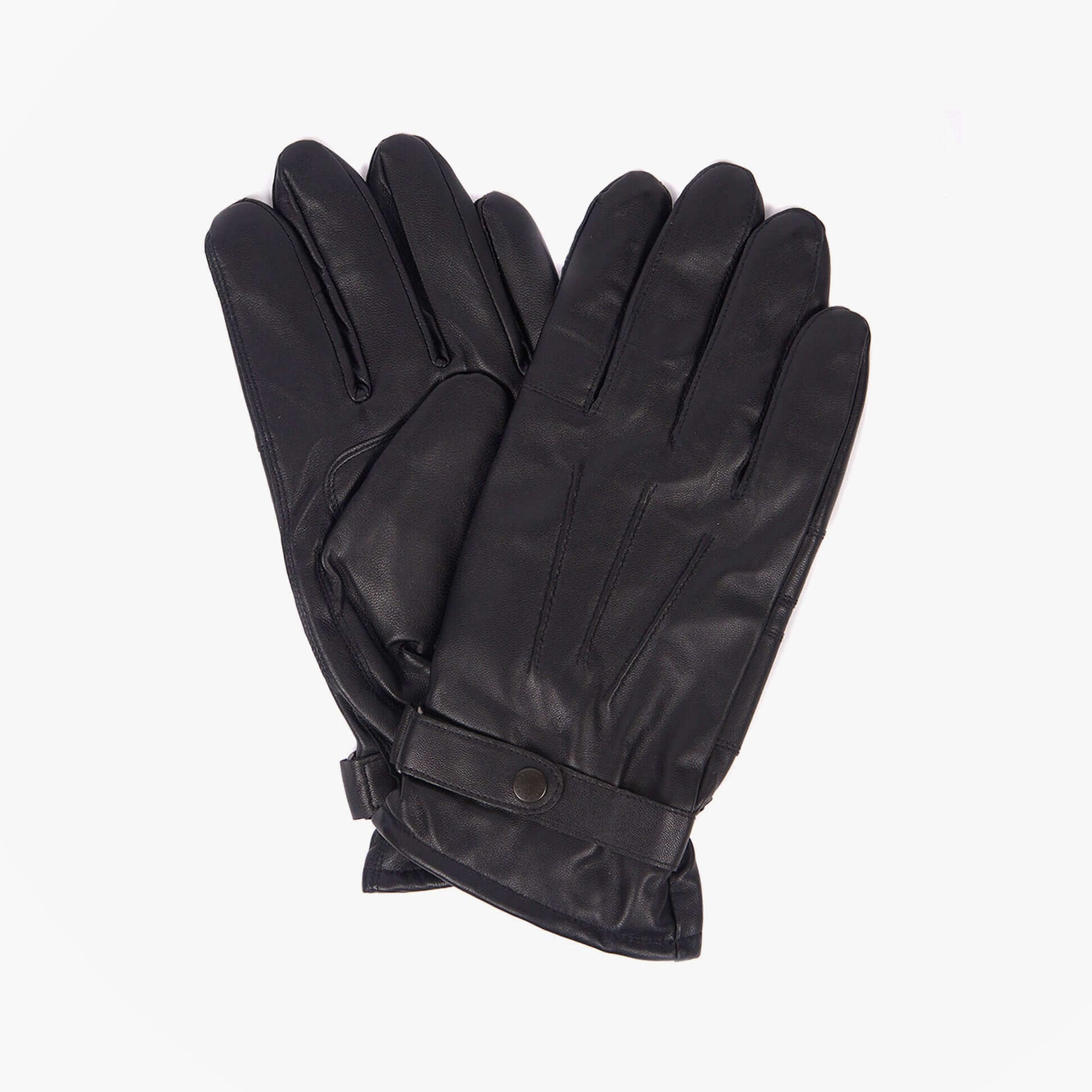 Barbour BURNISHED LEATHER THINSULATE Mens Gloves Black front view showing premium leather and stylish design.
