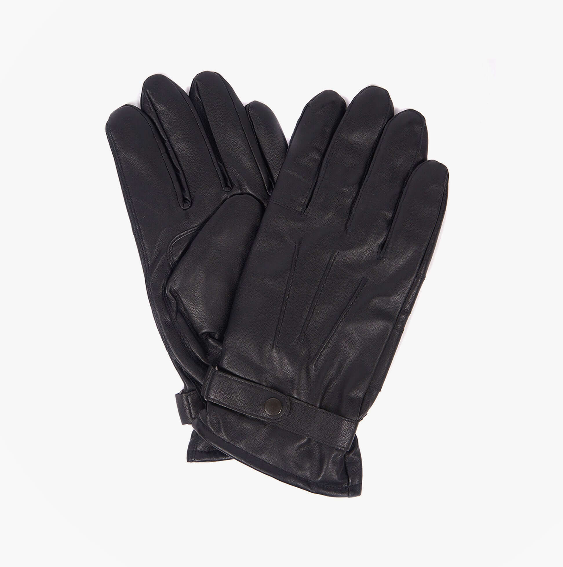 Barbour BURNISHED LEATHER THINSULATE Mens Gloves Black front view showing premium leather and stylish design.