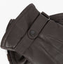 Barbour BURNISHED LEATHER THINSULATE Mens Gloves Dark Brown detail view showing leather texture and strap.