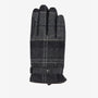 Barbour NEWBROUGH TARTAN GLOVES Mens Black/Grey front view featuring leather and tartan design.