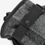 Barbour NEWBROUGH TARTAN GLOVES Mens Black/Grey detail view showcasing leather and tartan materials with stud-fastening strap.