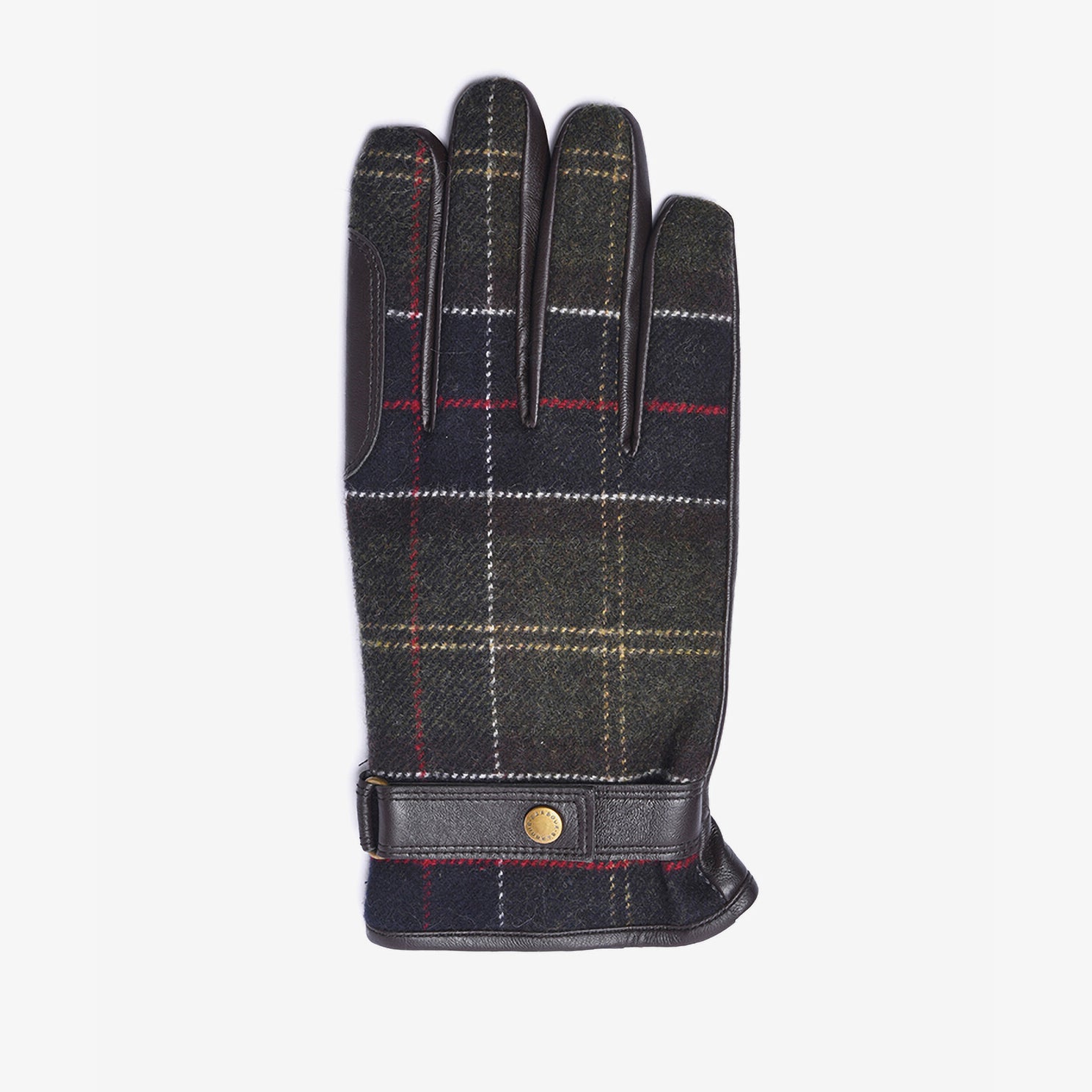Barbour NEWBROUGH TARTAN GLOVES Mens Classic front view featuring rich leather and tartan design.