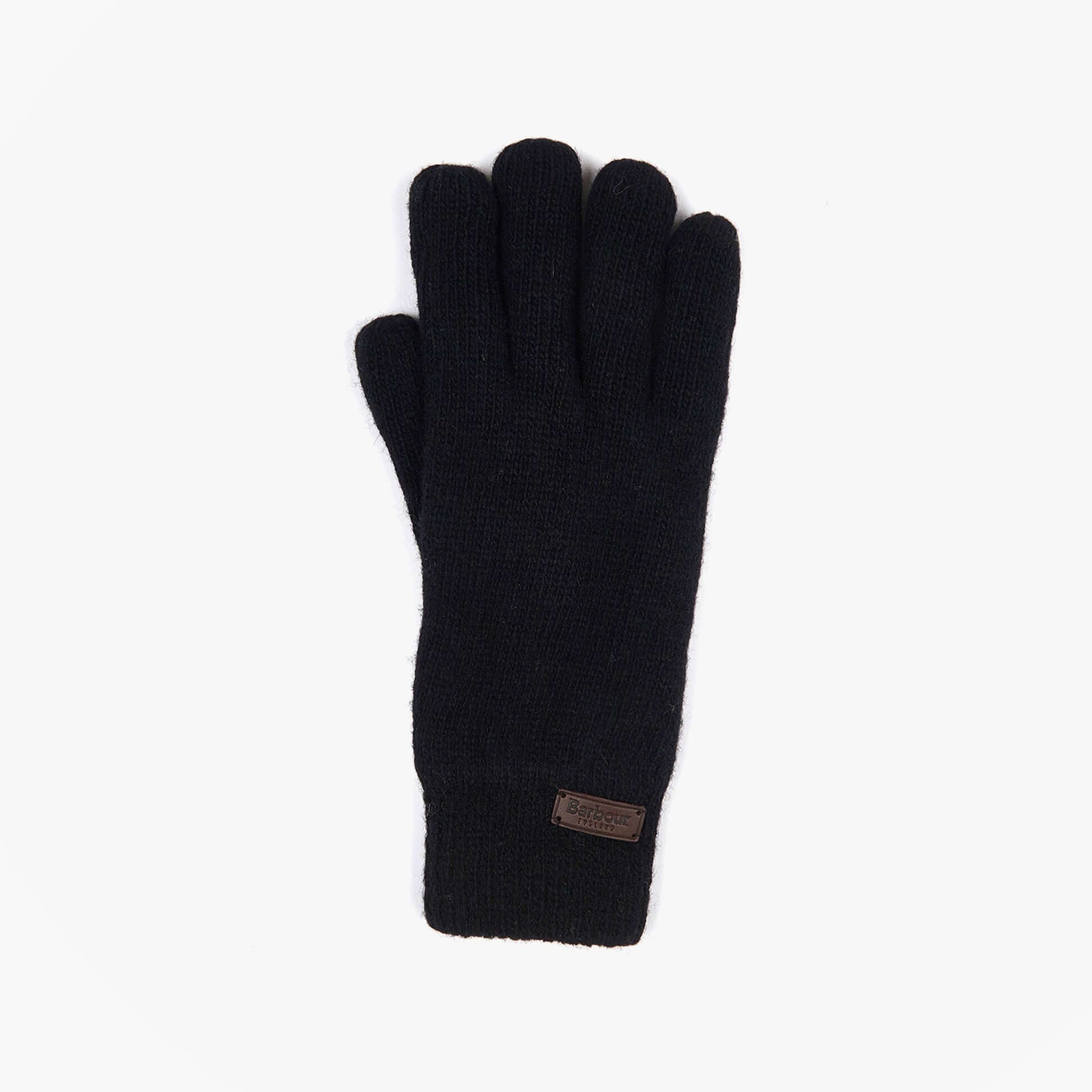Barbour CARLTON Mens Wool Gloves Black front view showcasing wool blend design and logo detail.