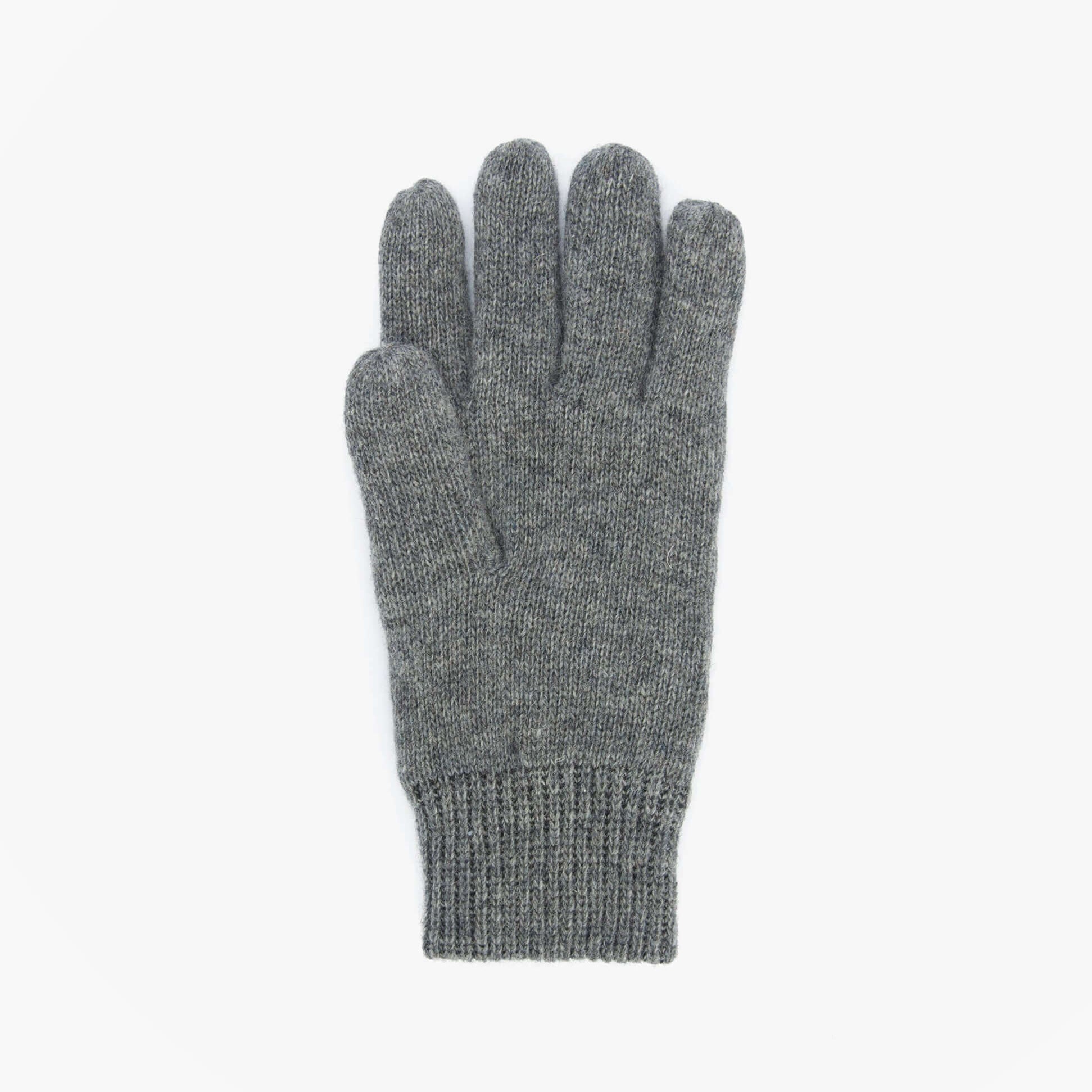 Barbour CARLTON Mens Wool Gloves Grey front view showcasing soft wool blend material and ribbed cuff.