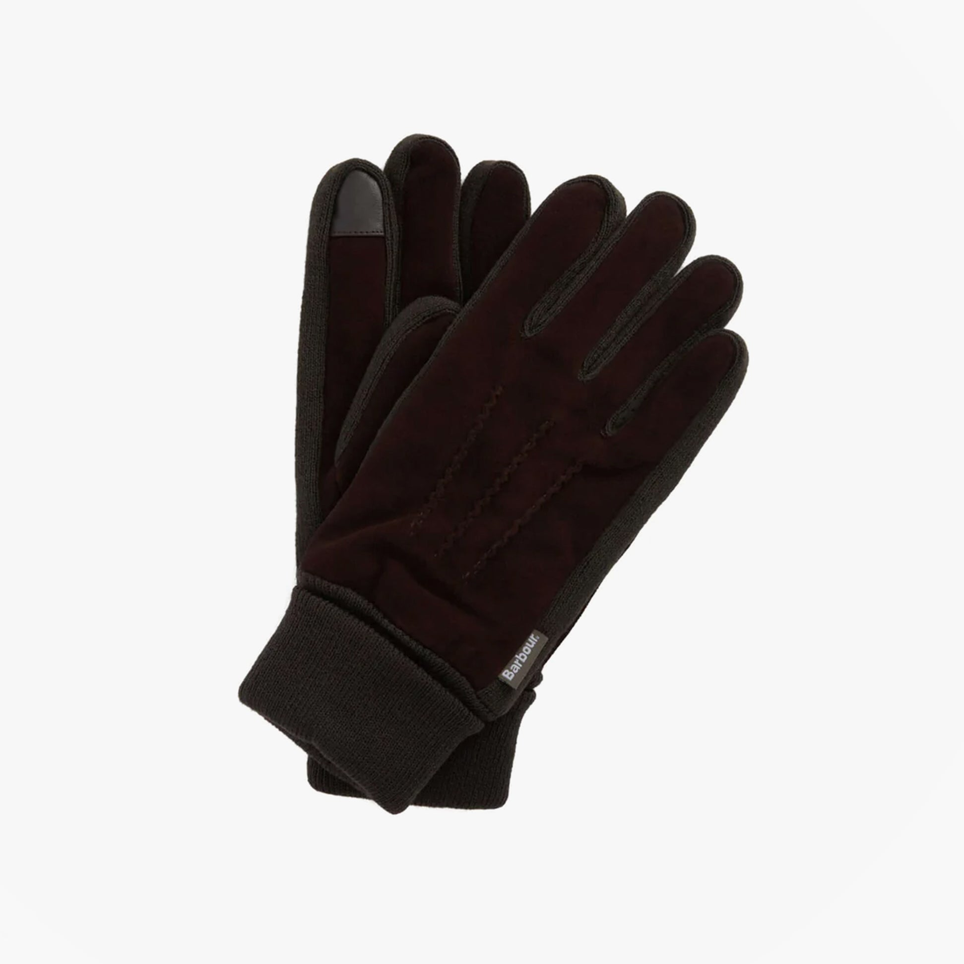 Barbour MAGNUS GLOVE Mens Gloves Brown/Olive front view, 100% leather, 100% polyester lining, stylish winter accessory.