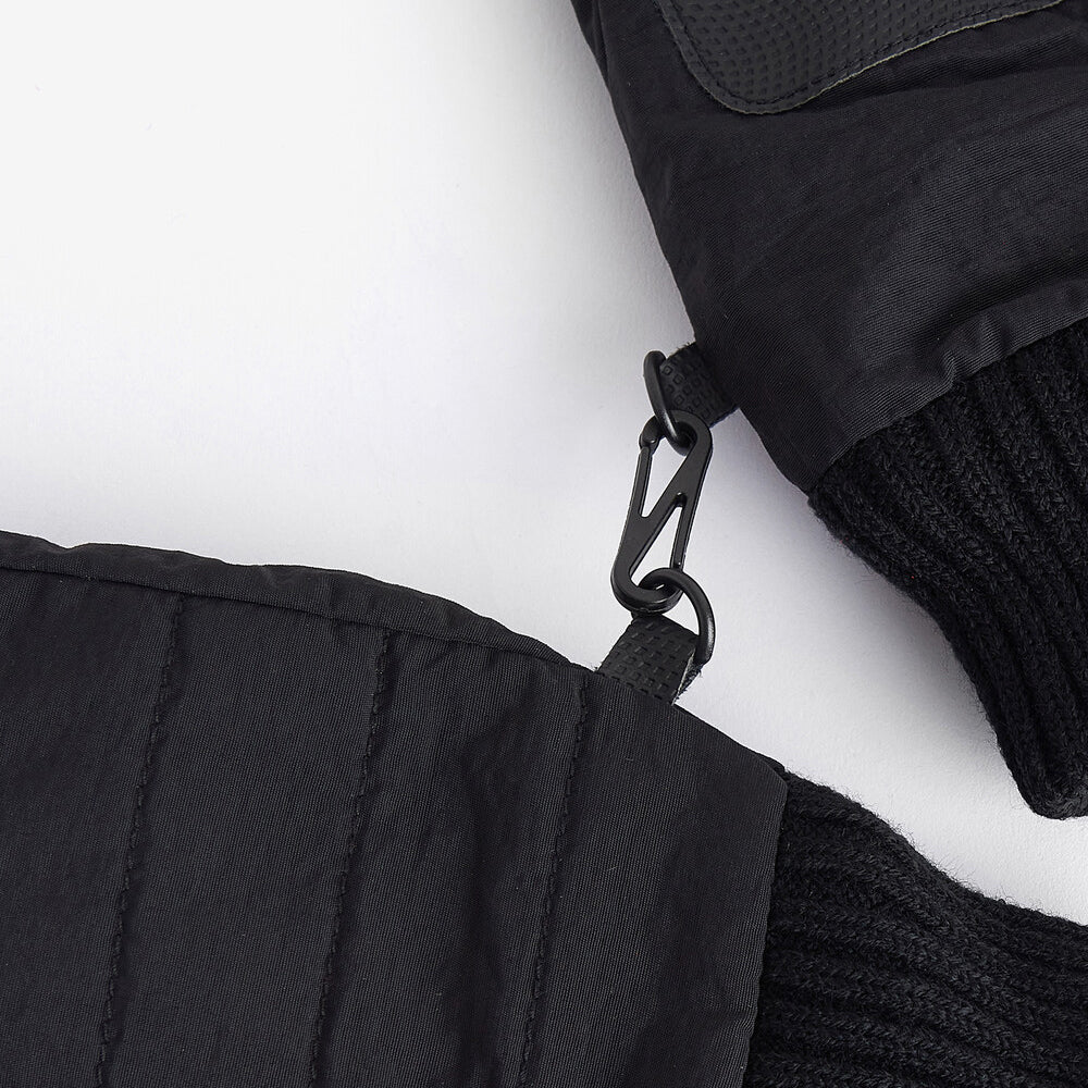 Detail view of Barbour PEAK LEGACY GLOVES Mens Black showing fabric texture and rib-knit trim.