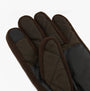 Barbour WESTERDALE Mens Gloves Olive detail view showing the quilted design and leather trim.