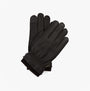 Barbour HIGHFIELD LEATHER Mens Gloves Dark Brown top view showing soft leather material and snug knit wrist detail.