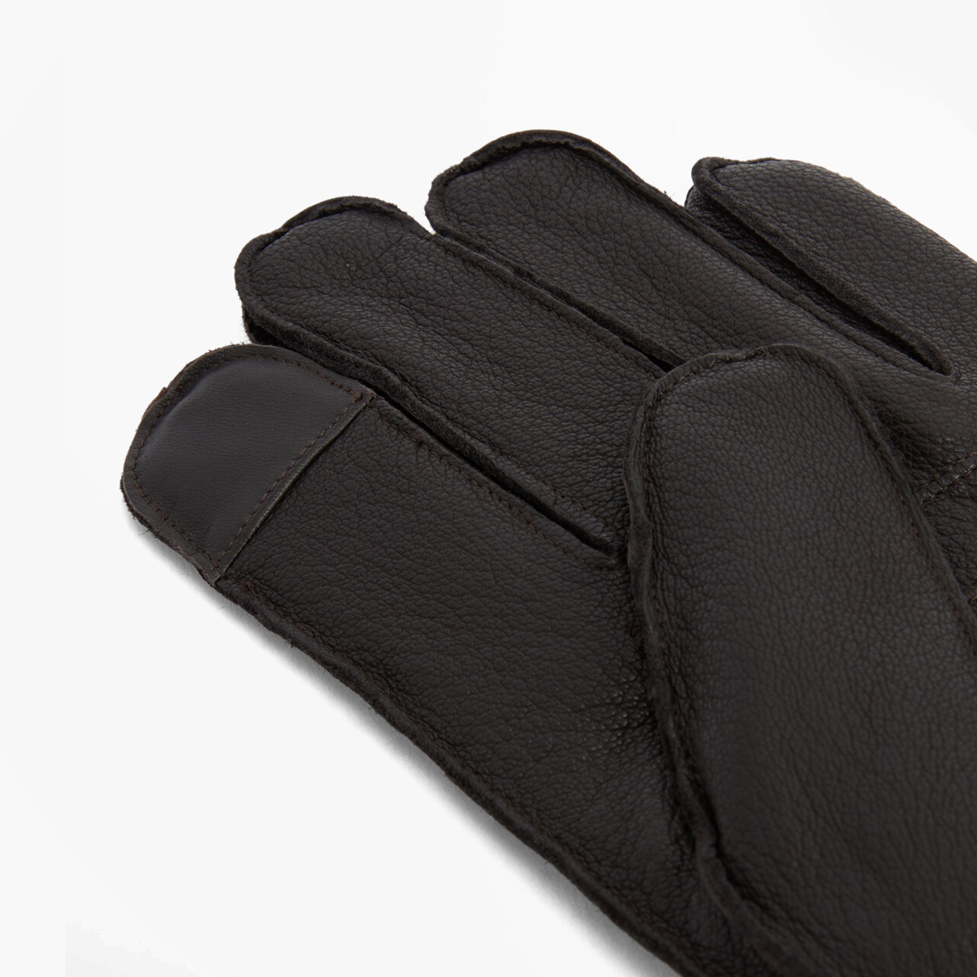 Barbour HIGHFIELD LEATHER Mens Gloves Dark Brown side view showing soft leather texture and stitching details.