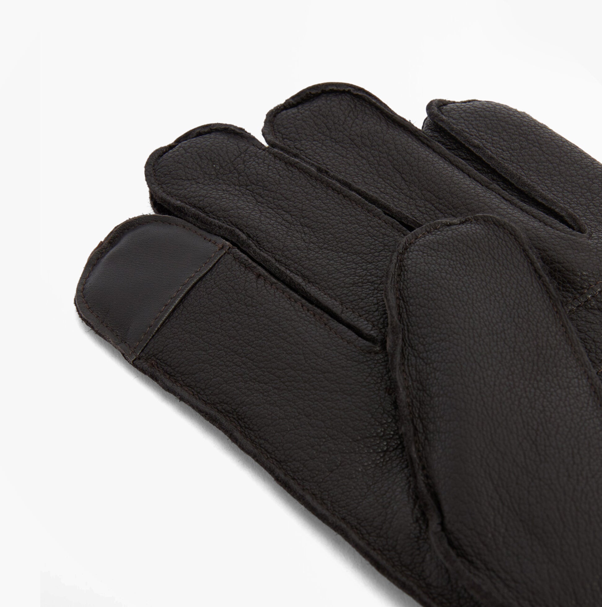 Barbour HIGHFIELD LEATHER Mens Gloves Dark Brown side view showing soft leather texture and stitching details.