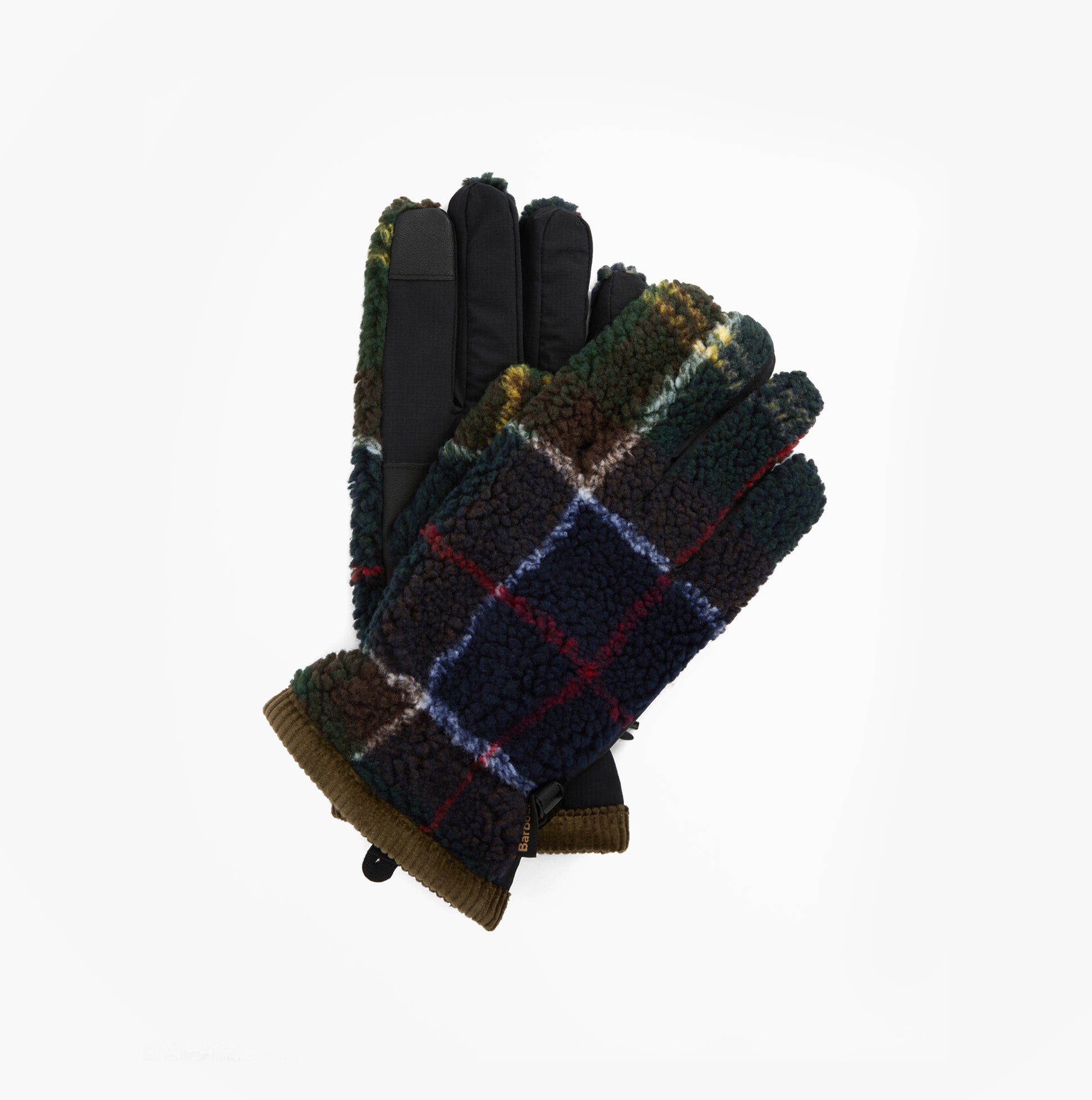 Barbour Field Tartan Mens Fleece Gloves Classic Tartan top view, featuring stylish tartan design and waterproof membrane.