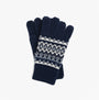 Barbour MARLOW FAIR ISLE KNITTED Mens Gloves Navy, top view showcasing Fair Isle pattern and ribbed cuff.