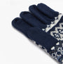 Barbour MARLOW FAIR ISLE KNITTED Mens Gloves Navy detail view showing intricate knitted design and soft fabric.