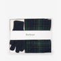 Barbour TARTAN SCARF & GLOVE Gift Set Mens Green Loch Tartan in gift box, featuring glove and scarf.