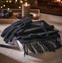 Barbour TARTAN SCARF & GLOVE Gift Set Mens Green Loch Tartan front view with scarf and gloves, elegantly presented in a gift box.