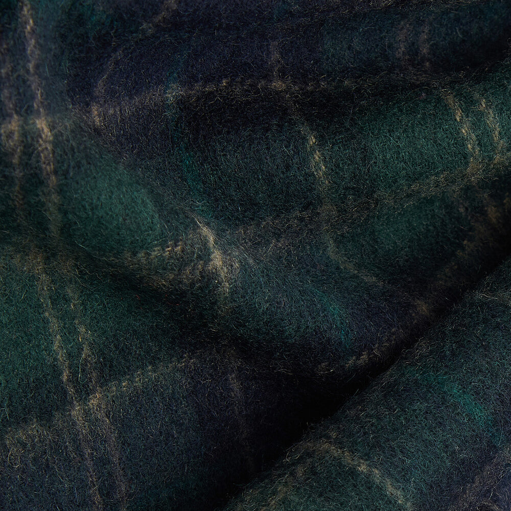 Barbour TARTAN SCARF & GLOVE Gift Set Mens Green Loch Tartan detail view of fabric texture
