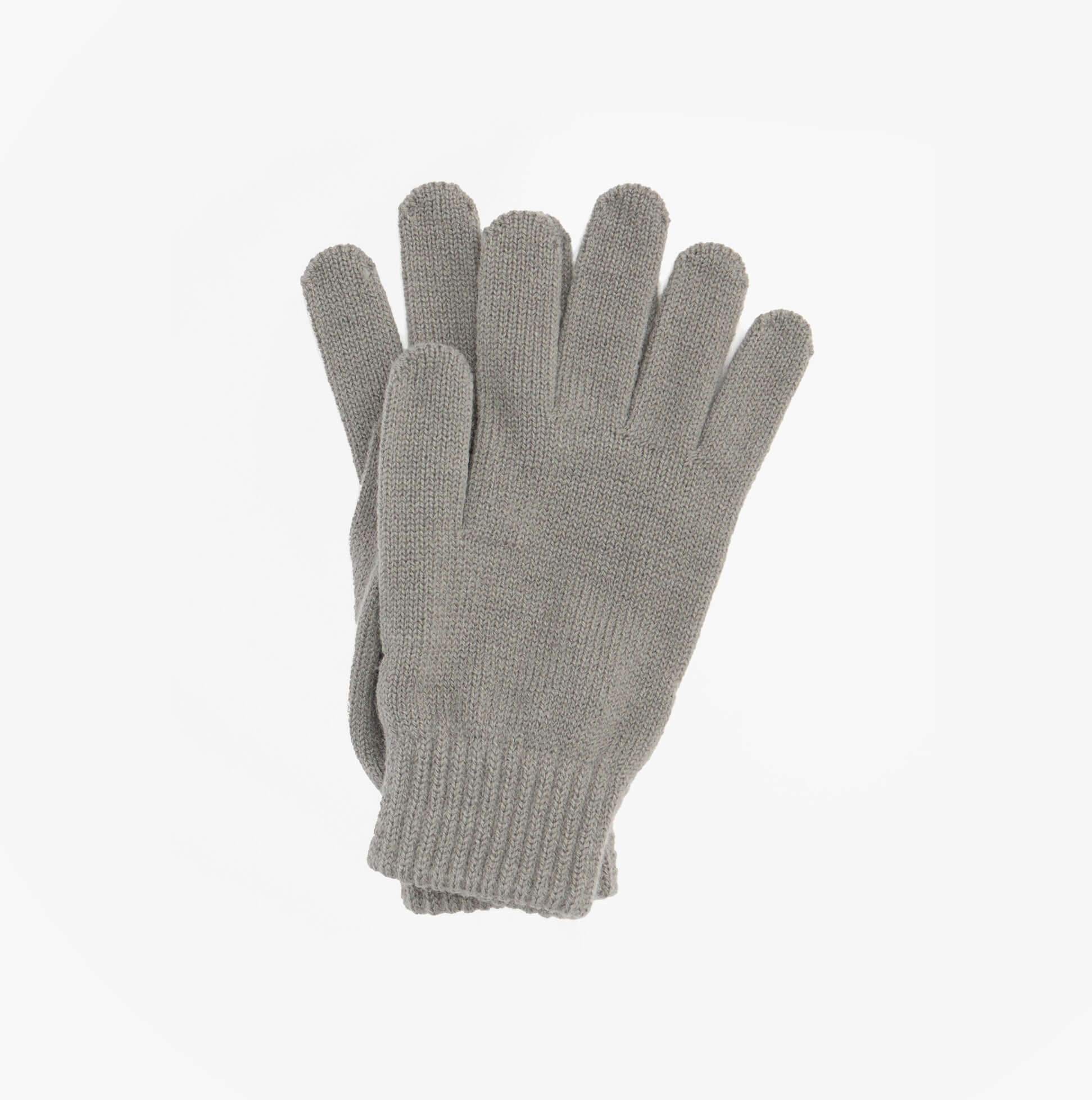 Barbour TARTAN SCARF AND GLOVE Mens Gift Set Grey Midnight gloves front view, soft grey gloves for men, cozy winter accessory.