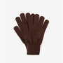 Barbour TARTAN SCARF & GLOVE Gift Set Mens Autumn Dress Gloves in rich brown, front view showcasing detailed knit texture.