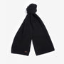 Barbour CARLTON FLECK BEANIE & SCARF Gift Set Mens Black, detail view of black knitted scarf with ribbed design.