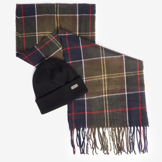 Barbour SWINTON BEANIE & GALINGALE SCARF GIFT SET Mens Beanie Classic Tartan