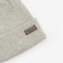 Barbour SWINTON & GALINGALE Hat & Scarf Gift Set Mens Blue Granite Beanie Detail View with Logo