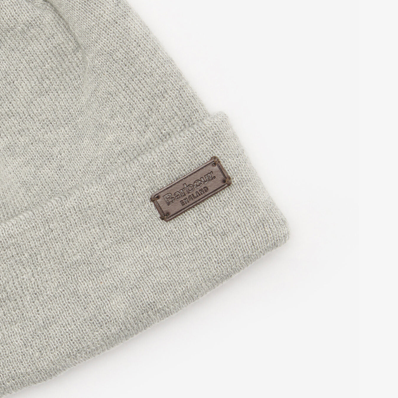 Barbour SWINTON & GALINGALE Hat & Scarf Gift Set Mens Blue Granite Beanie Detail View with Logo