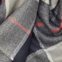 Barbour SWINTON & GALINGALE Hat & Scarf Gift Set Mens Blue Granite detail view of fringed scarf texture.