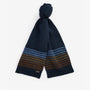 Barbour BRANTON BEANIE & SCARF Gift Set Mens Navy, detail view of navy knitted scarf with textured stripe pattern.