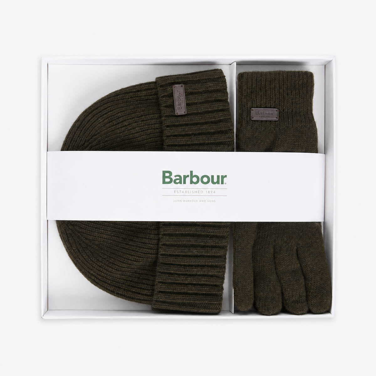 Barbour CARLTON BEANIE & GLOVES GIFT SET Mens Beanie Dark Green