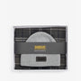 Barbour SWEEPER BEANIE & SCARF Gift Set Mens Grey in gift box showing grey ribbed knit beanie and check patterned scarf.