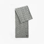 Barbour JESMOND BEANIE AND SCARF Gift Set Mens Mid Grey detail view of scarf with cable knit design.